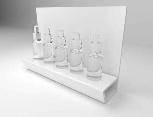 Product display of dropp bottles